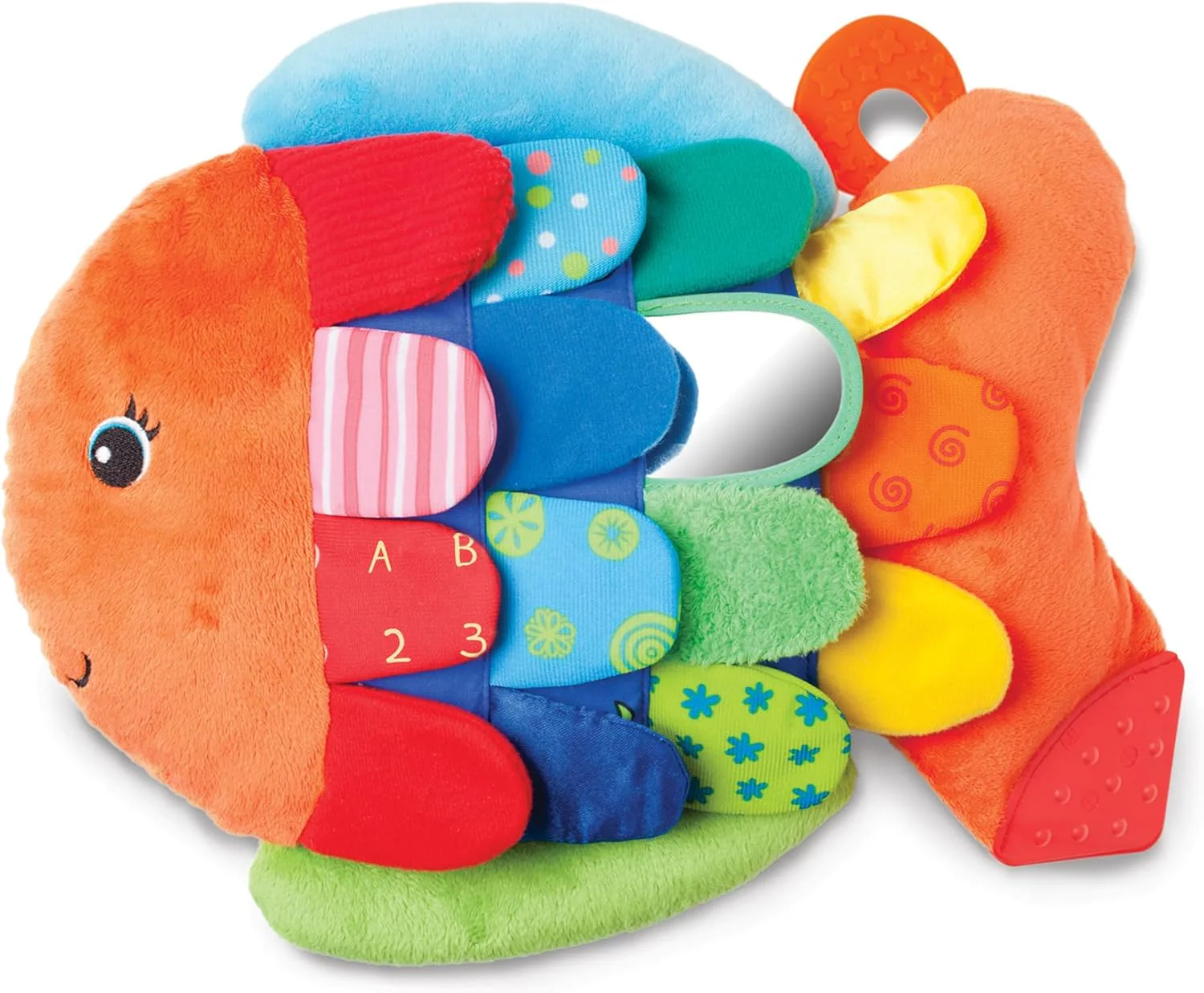 K’s Kids, Flip Fish Stuffed Animal, Soft Baby Book, Multi-Textured Squeaking & Crinkling Infant Sensory Toys for Babies with Baby Mirror, Tummy Time Toys for Infants Ages 0–9 Months